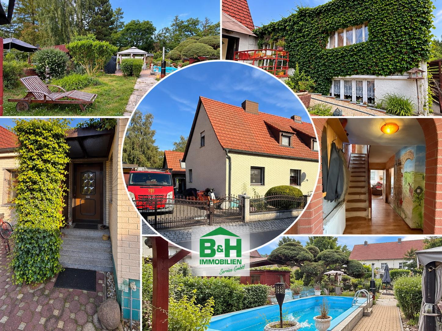 Gepflegtes Wohnhaus in Wolfen mit Pool und großem Garten sowie Garage, Sauna, Partyraum